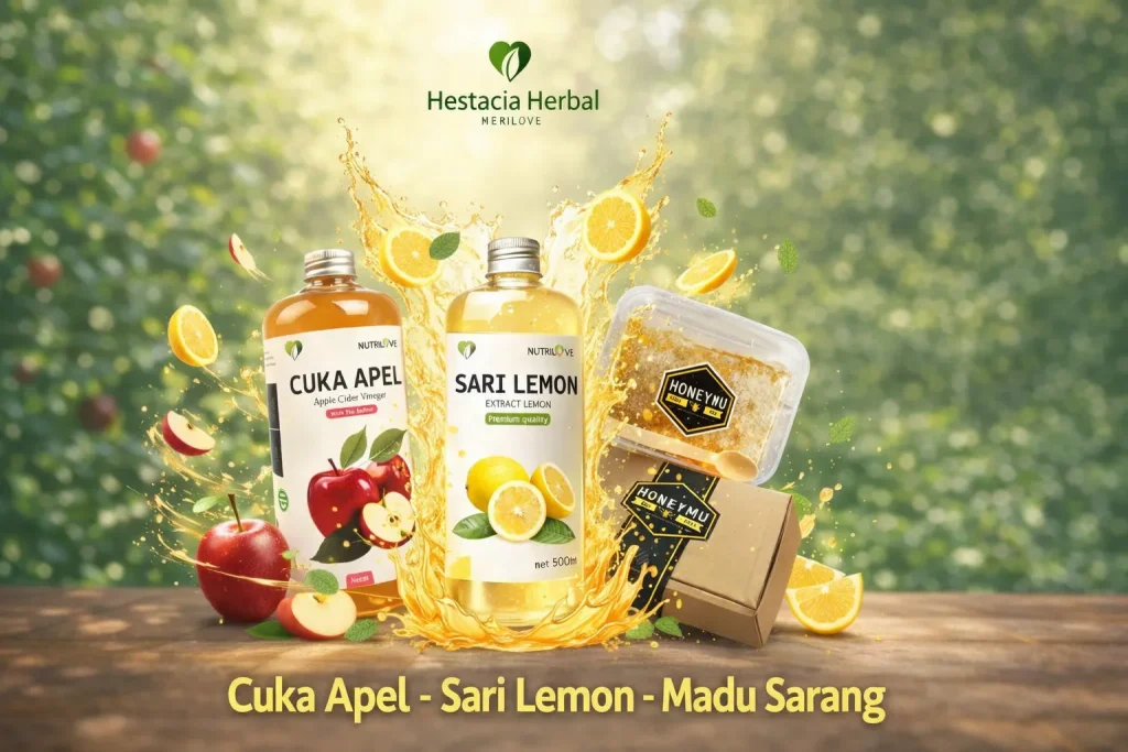Produk-herbal-Hestacia-Herbal-cuka apel-apple-cider-vinegar-dan-sari lemon-extract-lemon-dengan-madu-alami-kualitas-premium